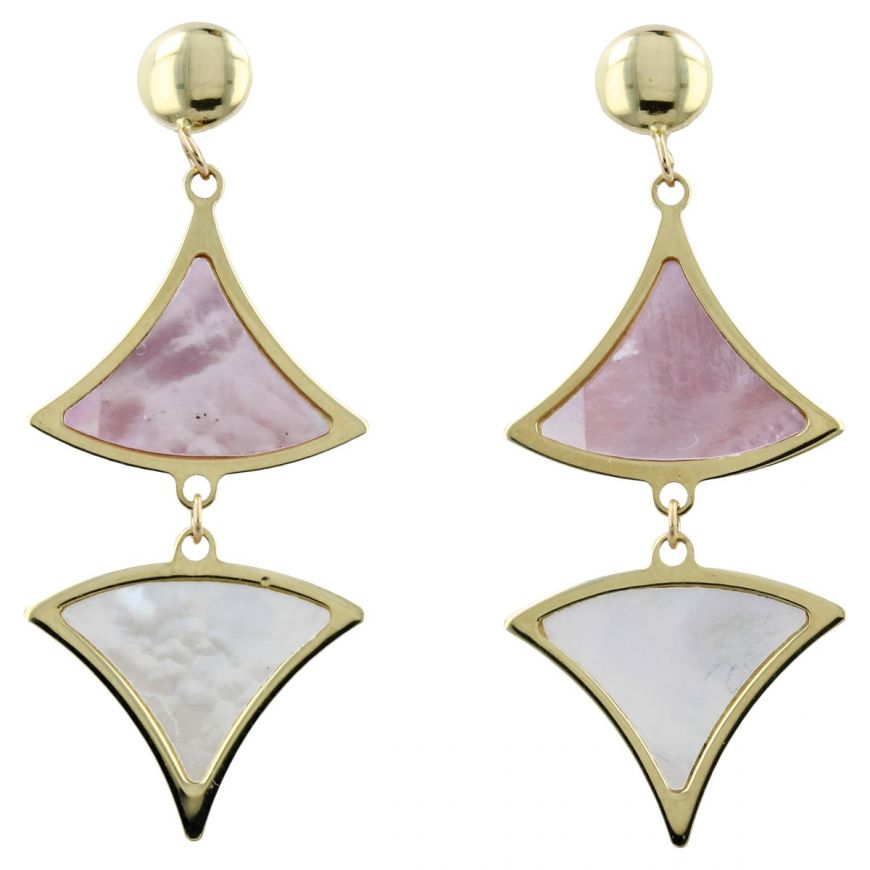 White and pink mother-of-pearl gold earrings | Gioiello Italiano