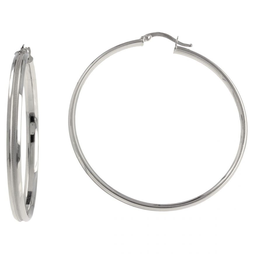 14kt white gold hoop earrings | Gioiello Italiano