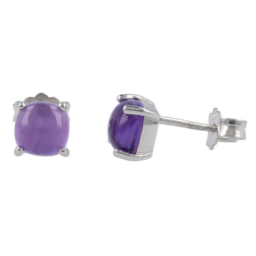 White gold stud earrings with amethyst | Gioiello Italiano