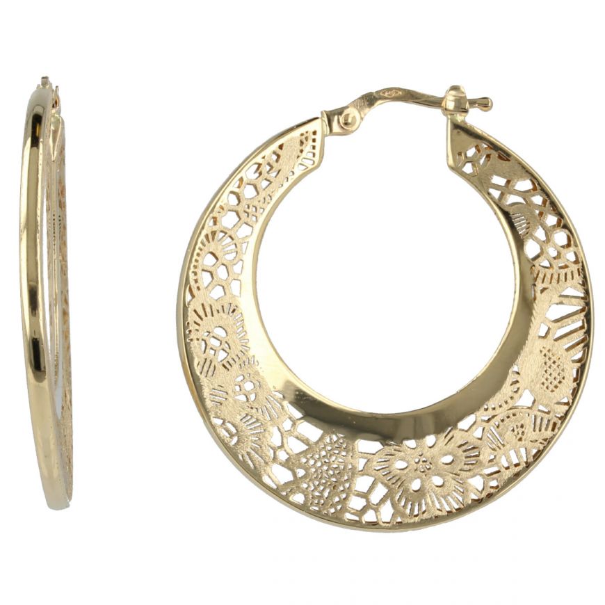 Hoop gold earrings "Pizzo d'Oro" | Gioiello Italiano