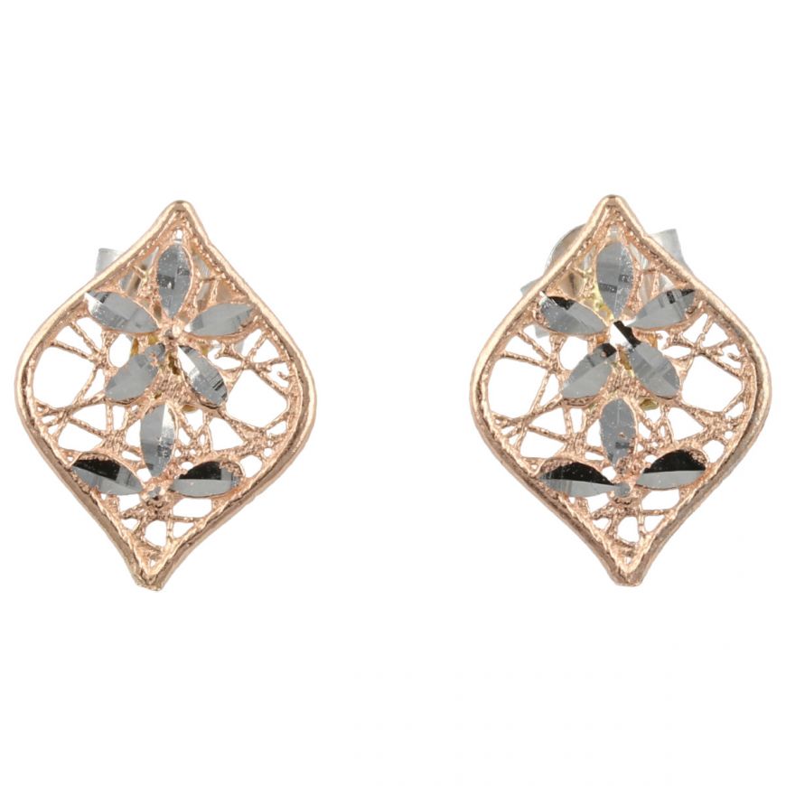 Rose gold earrings with white flowers | Gioiello Italiano
