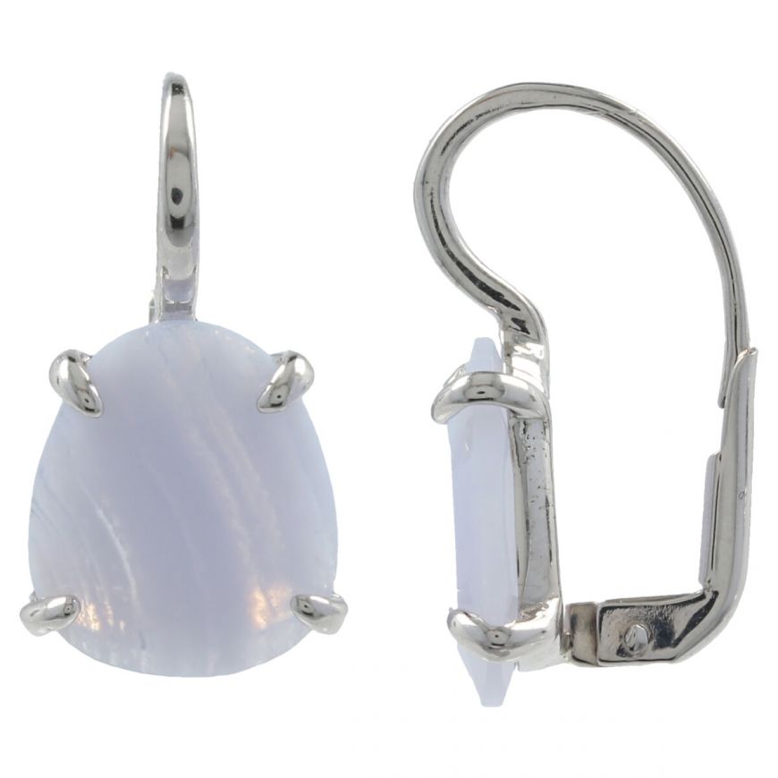 White gold earrings with blue banded agate | Gioiello Italiano