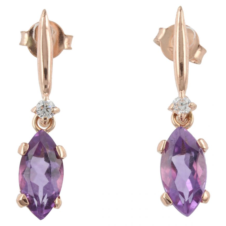 Rose gold earrings with marquise cut amethysts | Gioiello Italiano