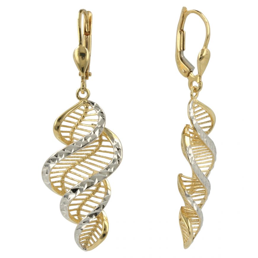 Flat spiral earrings in yellow and white gold | Gioiello Italiano