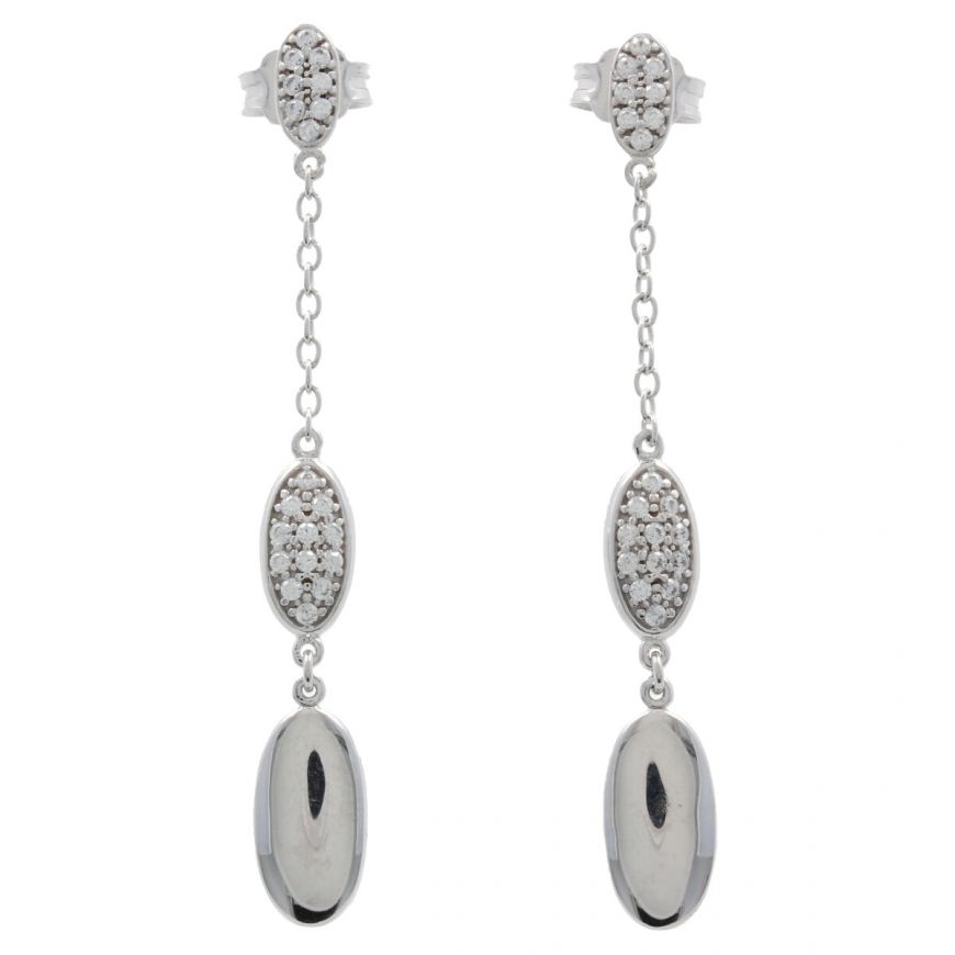 White gold pendant earrings with zircons | Gioiello Italiano