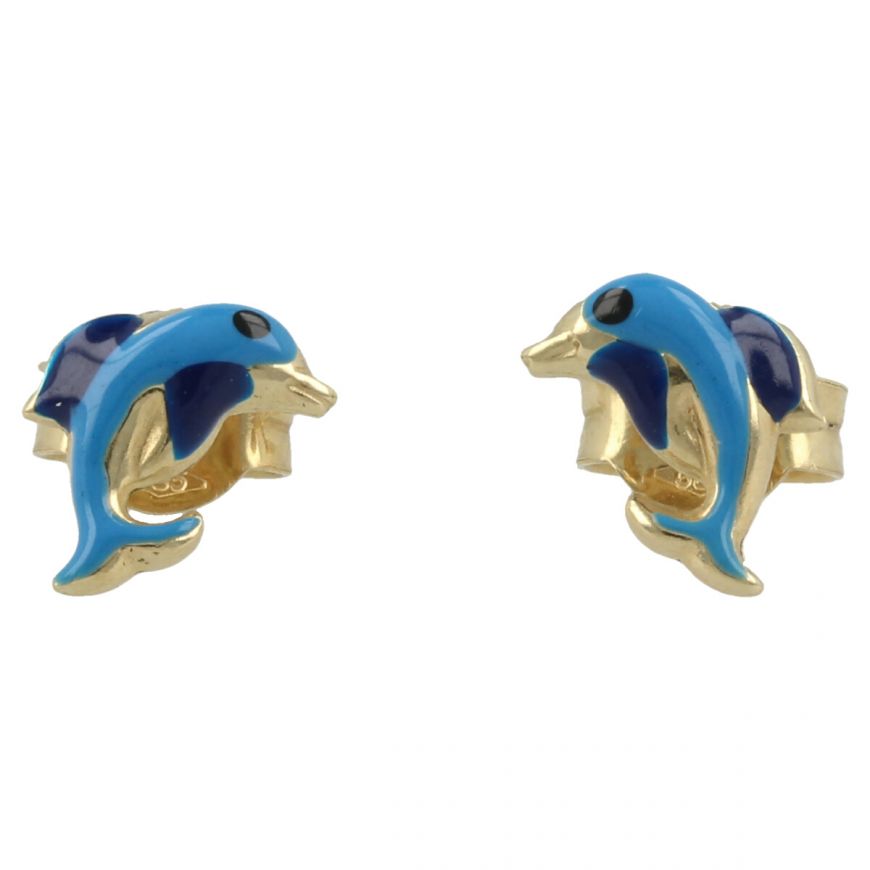 Dolphin earrings in yellow gold | Gioiello Italiano