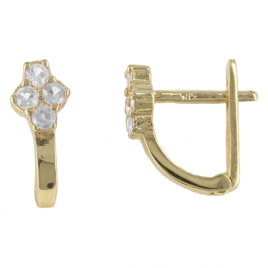 Yellow gold earrings with four zircons | Gioiello Italiano