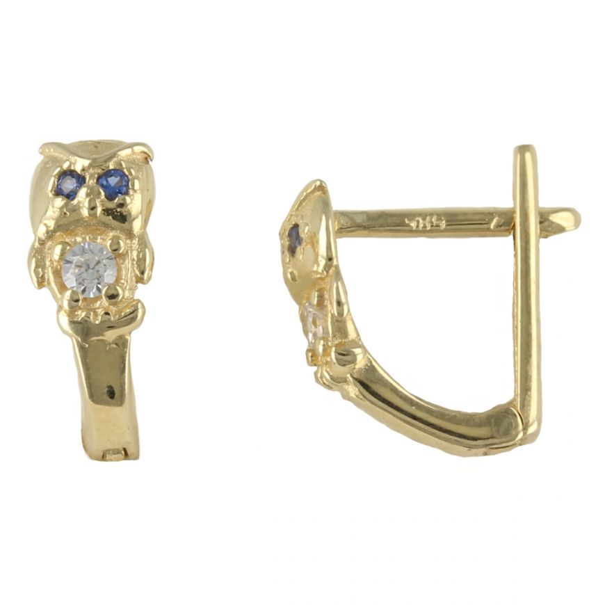 Yellow gold howl earrings with zircons | Gioiello Italiano