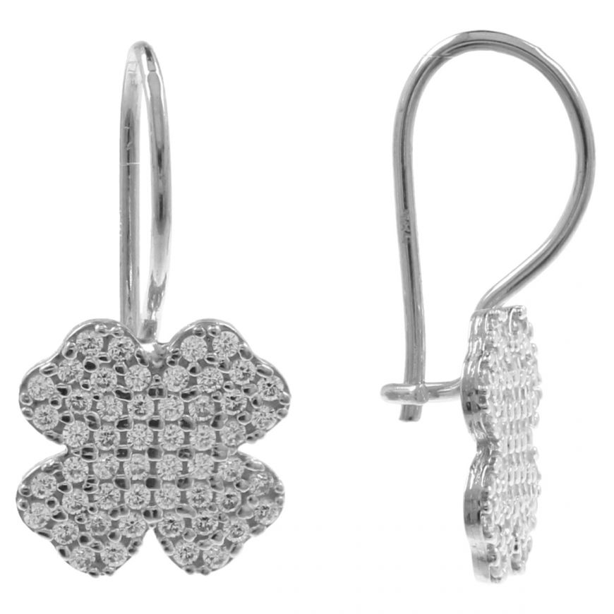 Cloverleaf earrings with zirconia pave | Gioiello Italiano