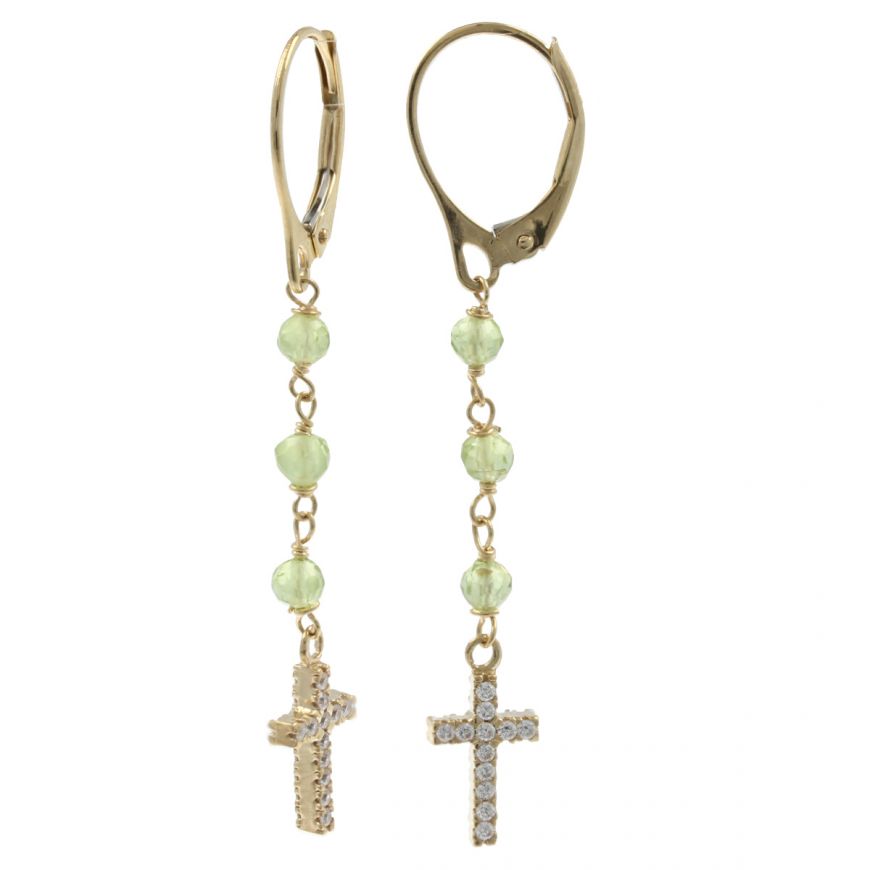 Rosary earrings in yellow gold and zircons | Gioiello Italiano