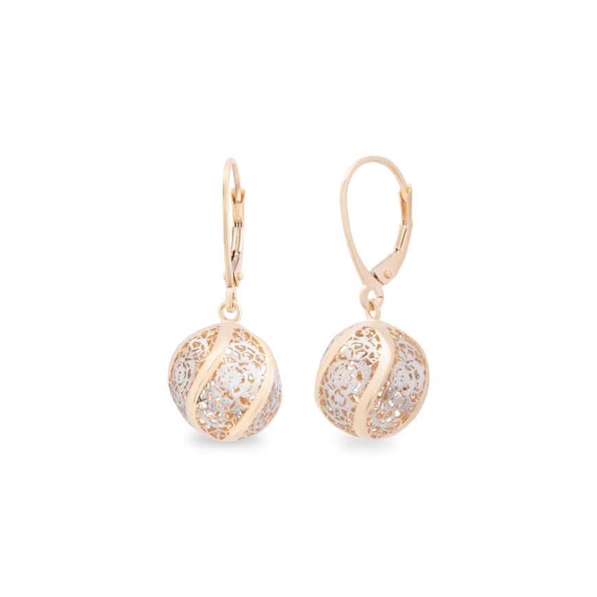 "Pizzo d'Oro" spherical earrings in 14kt gold | Gioiello Italiano