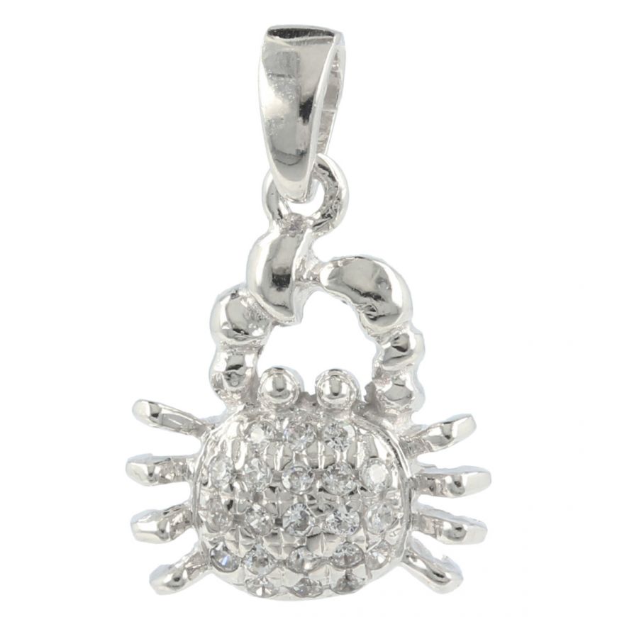 "Crab" pendant in white gold with zircons | Gioiello Italiano