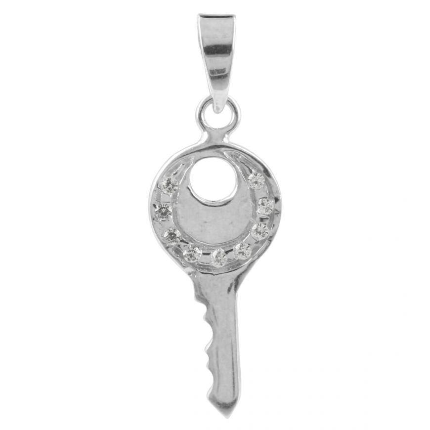 "Key" pendant in 14kt gold and zircons | Gioiello Italiano