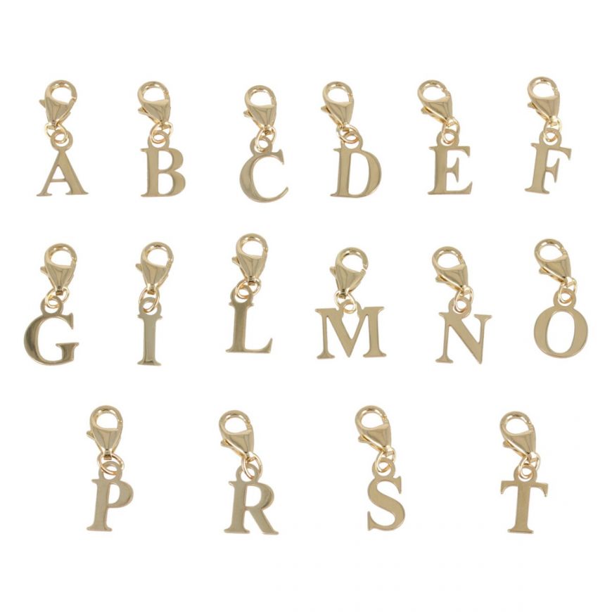 14kt Gelbgold 'Charm' Buchstaben mit Karabinerverschluss | Gioiello Italiano
