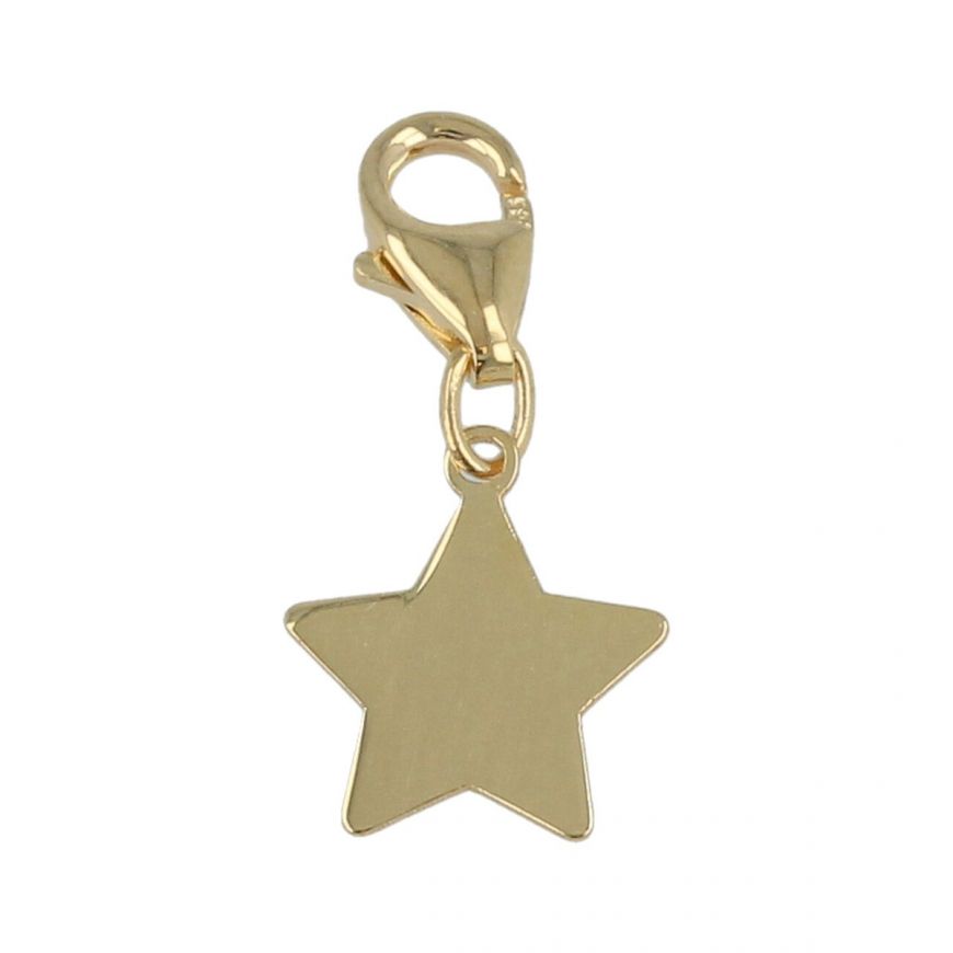Charm "Star" in 14kt yellow gold with carabiner | Gioiello Italiano