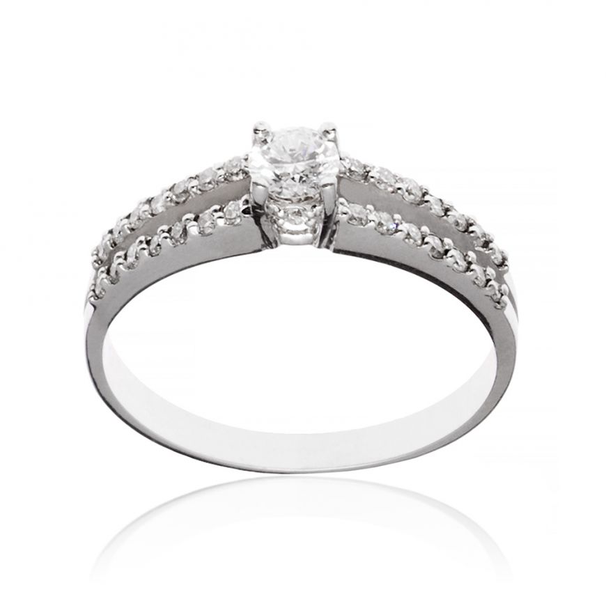 14kt white gold ring with diamonds | Gioiello Italiano