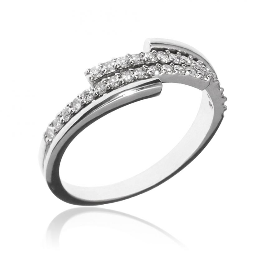 14kt white gold ring with 0.32ct diamonds | Gioiello Italiano