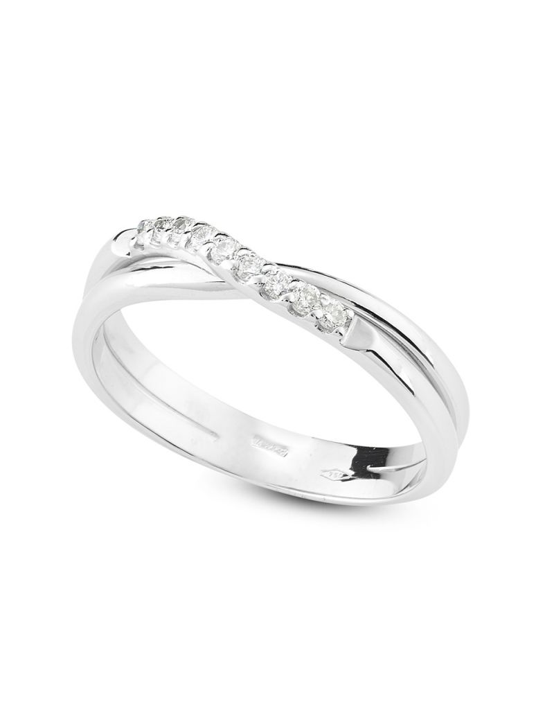 18kt white gold ring with 0.11ct diamonds | Gioiello Italiano