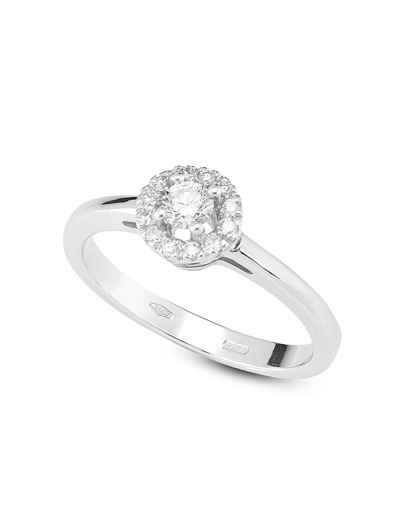 Diamond ring in 18kt white gold | Gioiello Italiano