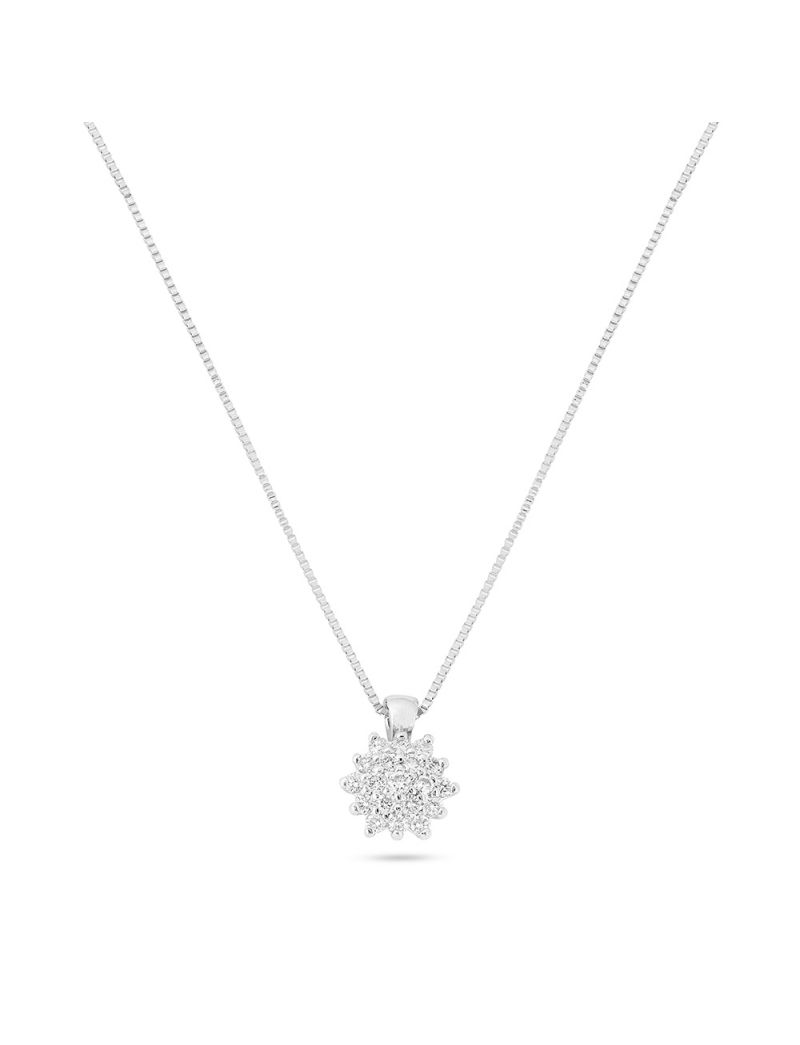 18kt white gold necklace with hexagonal pendant and diamonds | Gioiello Italiano