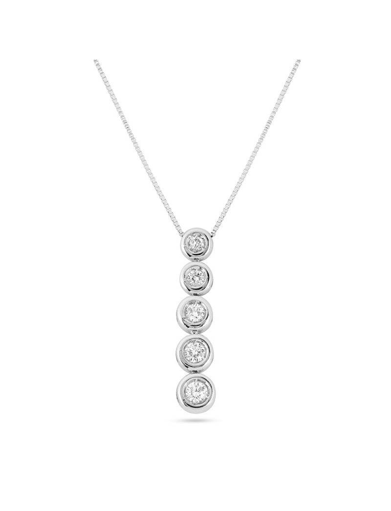 Collana in oro bianco 18kt con cinque diamanti | Gioiello Italiano