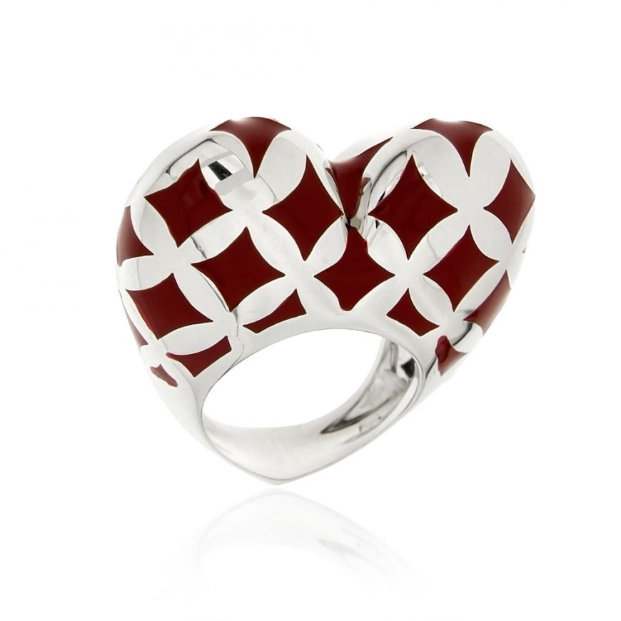Heart silver ring with red varnish | Gioiello Italiano