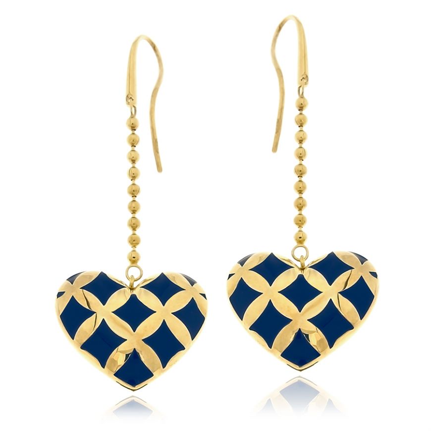 Yellow gold heart-shaped silver earrings | Gioiello Italiano