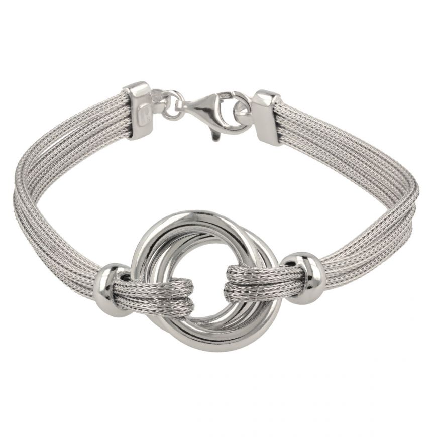 Silver mesh double ring bracelet | Gioiello Italiano