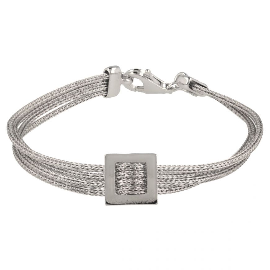 Silver mesh bracelet with square buckle | Gioiello Italiano
