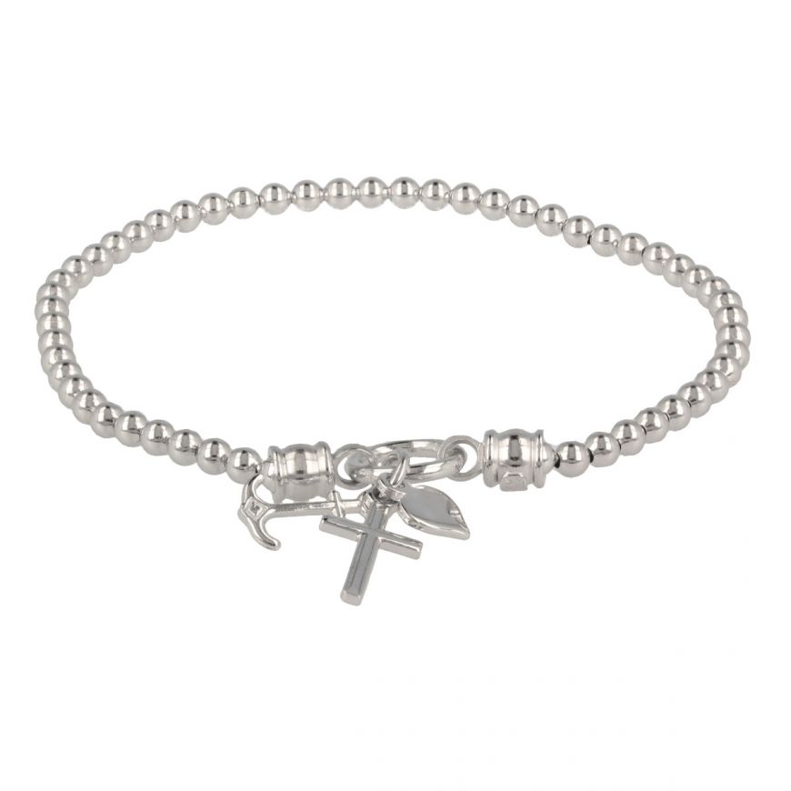 Elastic bracelet "Faith, Hope, Charity" in silver | Gioiello Italiano