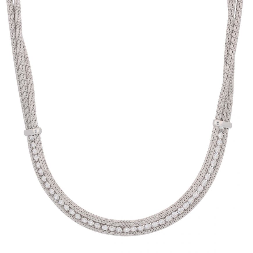 Silver mesh necklace with cubic zirconia | Gioiello Italiano