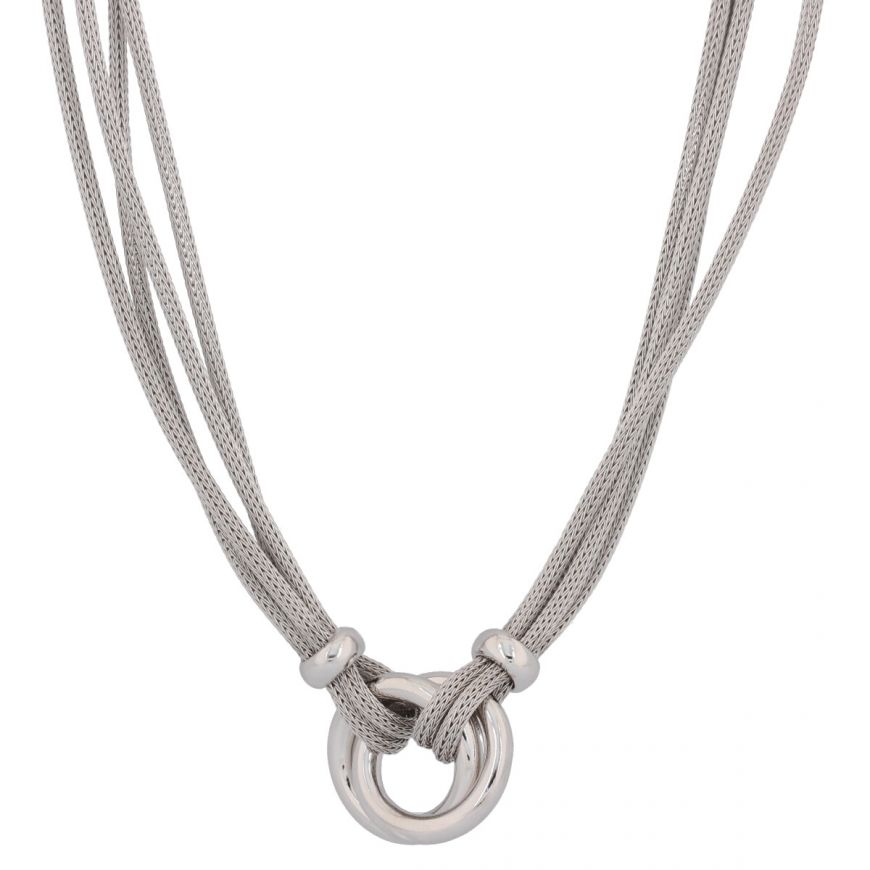 Silver mesh double ring necklace | Gioiello Italiano
