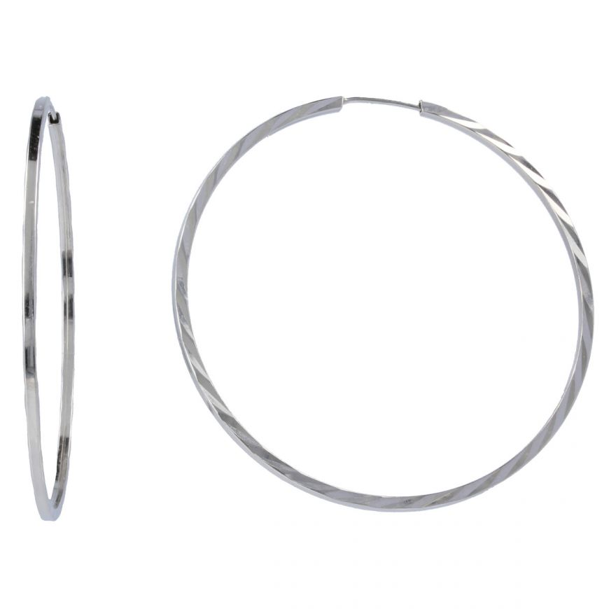 Silver diamond-cutted hoop earrings | Gioiello Italiano