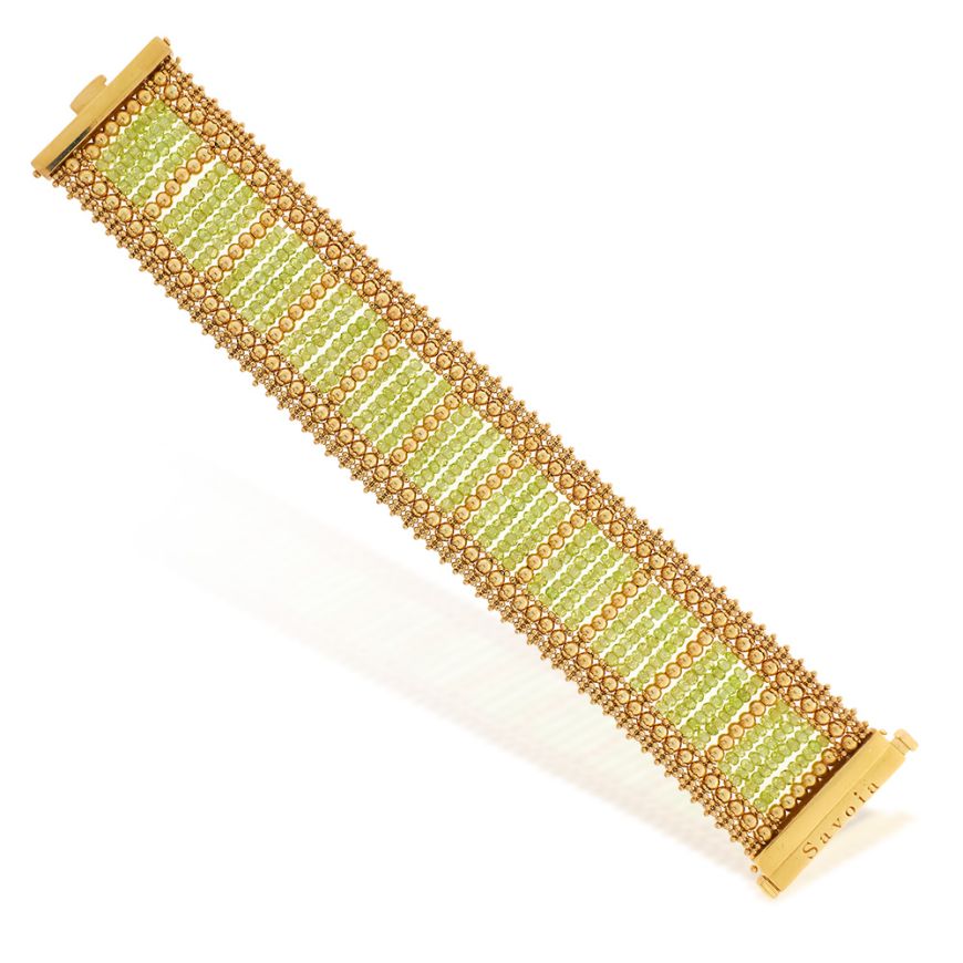 Yellow gold plated silver bracelet with beads-Verde | Gioiello Italiano