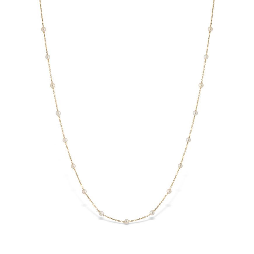 Halskette mit natürlichen Perlen in 14kt Gelb- oder Weißgold | Gioiello Italiano