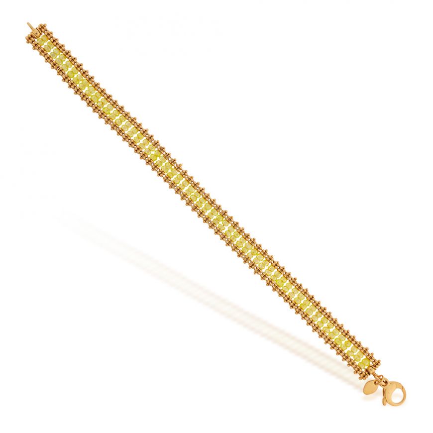 Yellow gold plated 925‰ silver bracelet with green beads | Gioiello Italiano