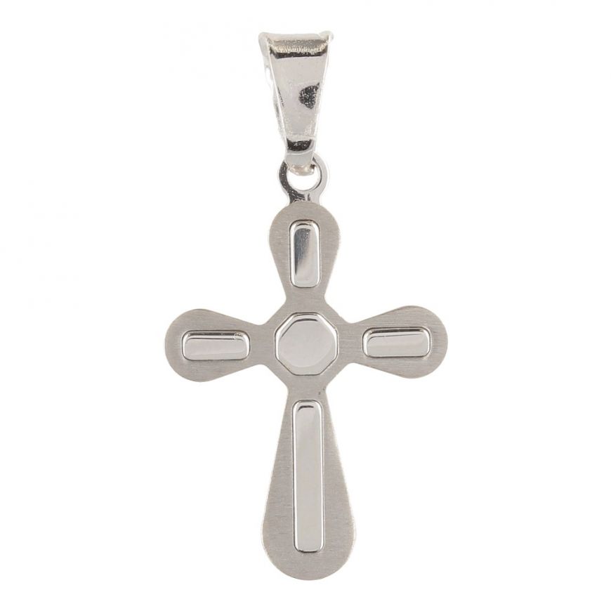 Satinized and polished cross pendant | Gioiello Italiano