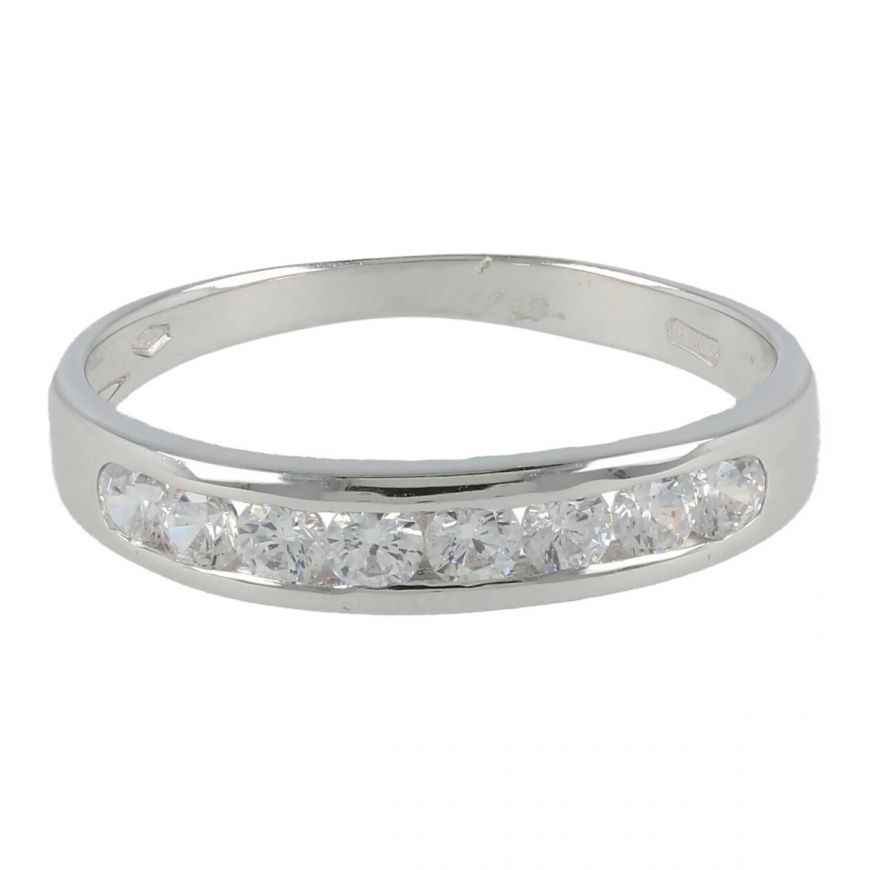 18kt white gold ring with eight cubic zircons | Gioiello Italiano