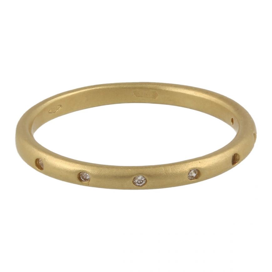 Thin ring with white zircons in 18kt gold | Gioiello Italiano