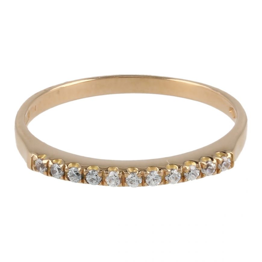 18kt pink gold thin ring with zircons | Gioiello Italiano