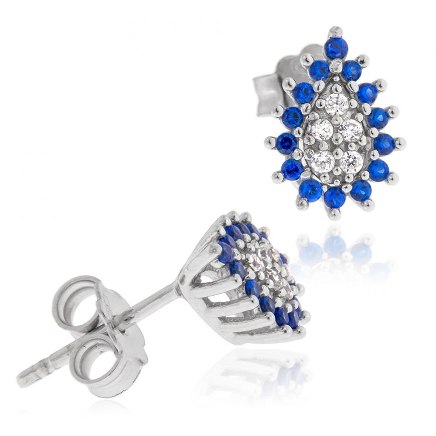 18kt white gold drop earrings with cubic zircons | Gioiello Italiano