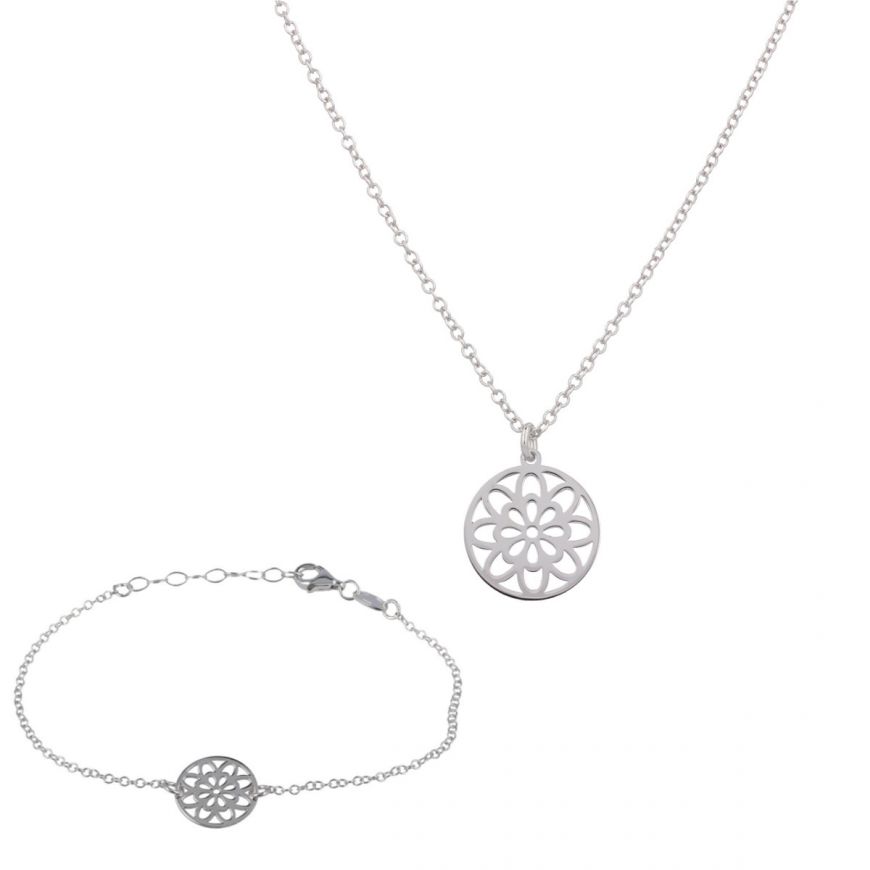Silver set with flower pendant | Gioiello Italiano